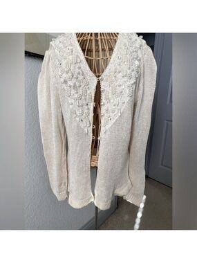 SIDEFFECTS of California (1984) VTG sweater-cardigan beads, pearl,crystal,lace